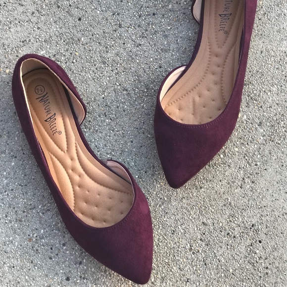 2 LEFT! Nature Breeze Deep Wine Pointy Toe Flat - Picture 2 of 6